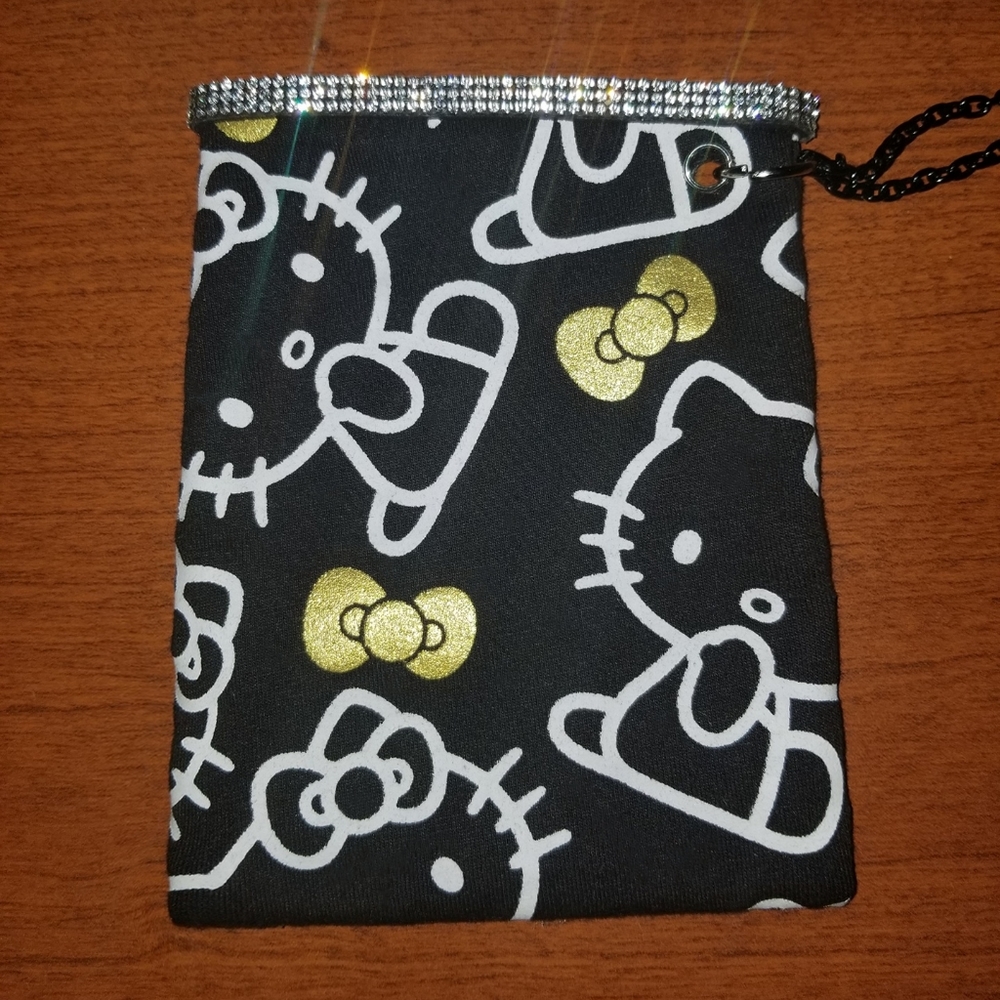 Diamond Black Gold Hello Kitty Velcro Pouch